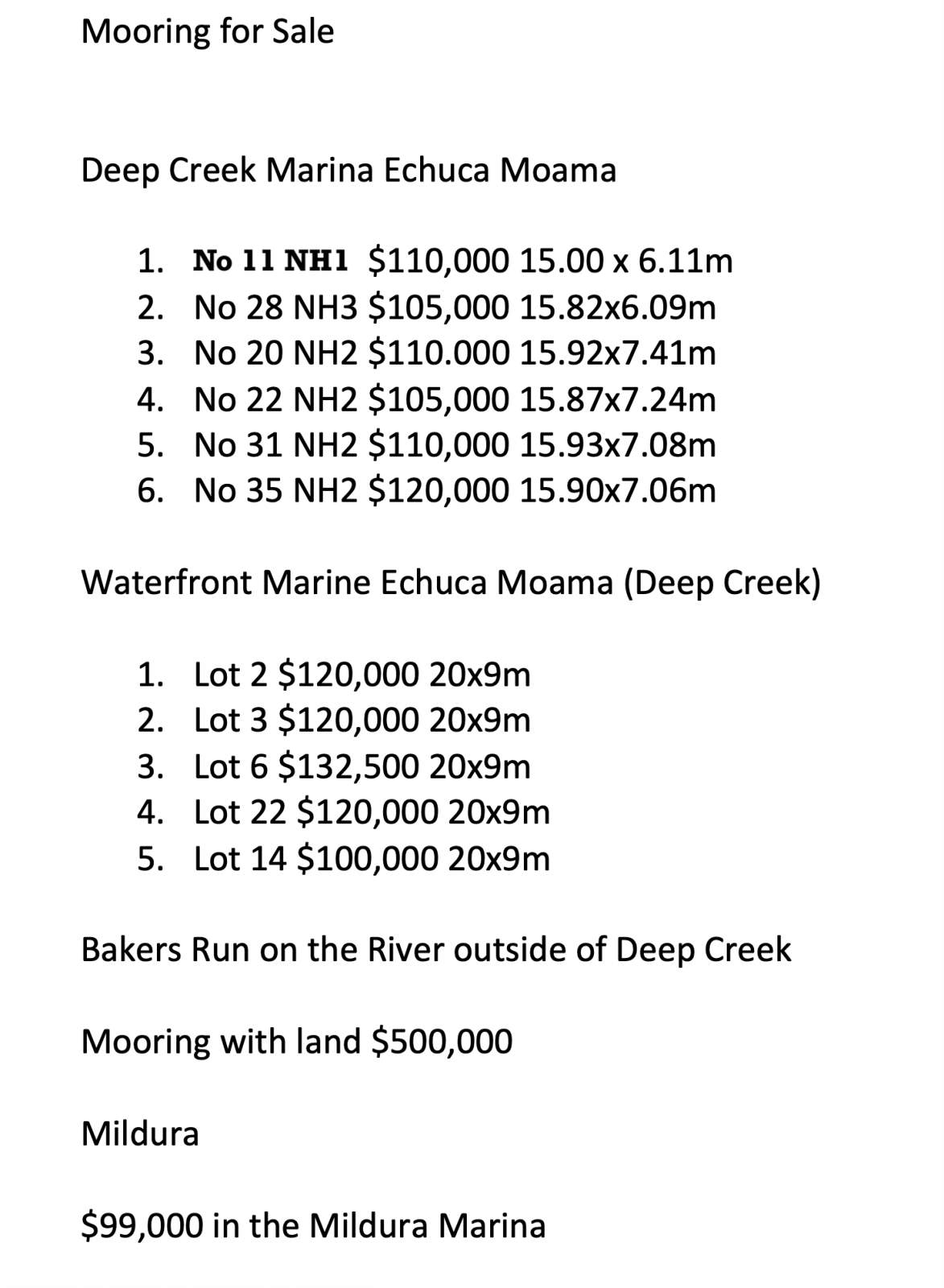 Deep Creek Marina Echuca Moama, 1771 Perricoota Road, Moama NSW, Australia